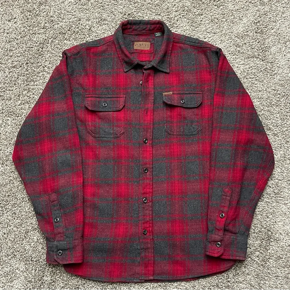 Orvis Classic Collection Heavyweight Flannel Shacket w/Hand Pockets Red Plaid XL